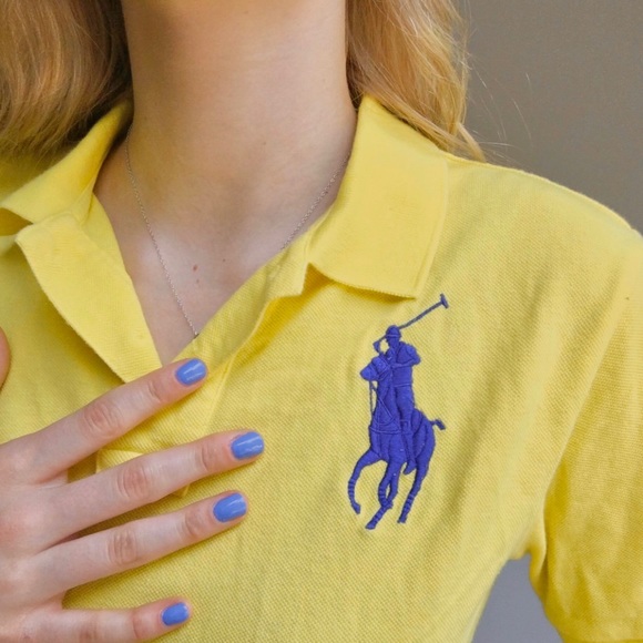 Polo Ralph Lauren Yellow Cropped Polo - Picture 2 of 4